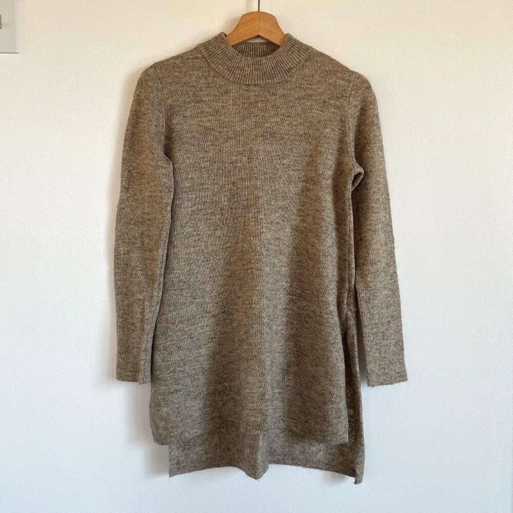 H&M Light Brown Mockneck Tunic Sweater
